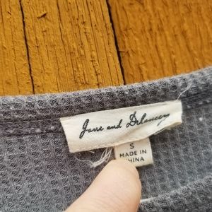 Jane and Delancey Thermal Waffle Shirt, Peplum Hem, Size Small